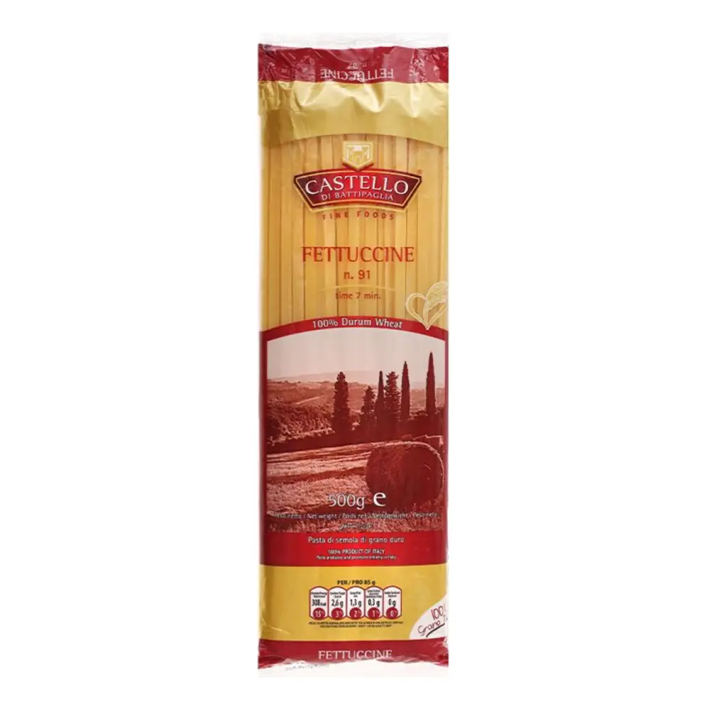 Mì Ý Sợi Dẹt, Fettuccine, No. 91, 100% Durum Wheat (500g) - CASTELLO DI BATTIPAGLIA